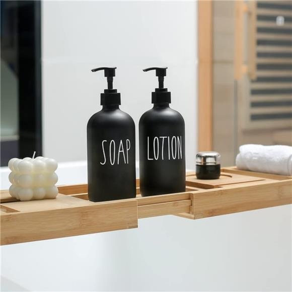 Matte Black Soap Dispenser Bathroom Set, Contains Hand Soap Dispenser and Lotion - Picture 5 of 6